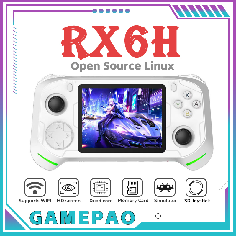 Gaming Console Youtube - โอเพ่นซอร์ส RX6H เรโทรคอนโซลวิดีโอเกมพกพา ระบบ Linux หน้าจอ