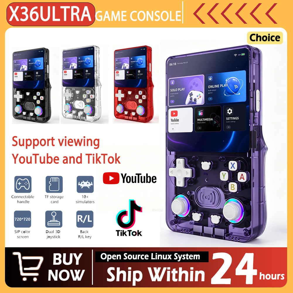 Gaming Console Youtube - เครื่องเล่นเกมพกพา New X36 ultra retro พร้อมหน้าจอ
