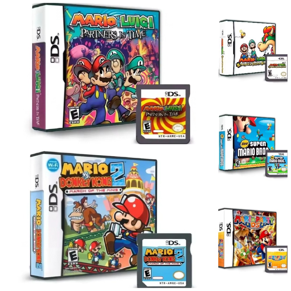Gaming Console Mario - ตลับเกมยอดนิยมสำหรับเครื่องเล่นเกมพกพา - ซีรีส์มาริโอ การ์ดเกมวิดีโอสำหรับเครื่องเล่นเกมพกพา ใช้งานร่วมกันได้ พร้อมกล่อง