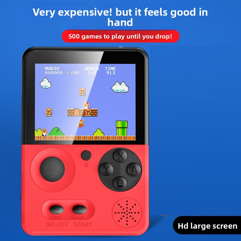 Gaming Console Mario - เครื่องเล่นเกมพกพาแบบจอยสติ๊กใหม่, ของเล่นย้อนยุค 500-in-1, เครื่องเล่นเกมพกพาขนาดเล็กสไตล์ย้อนยุค 1 เครื่อง