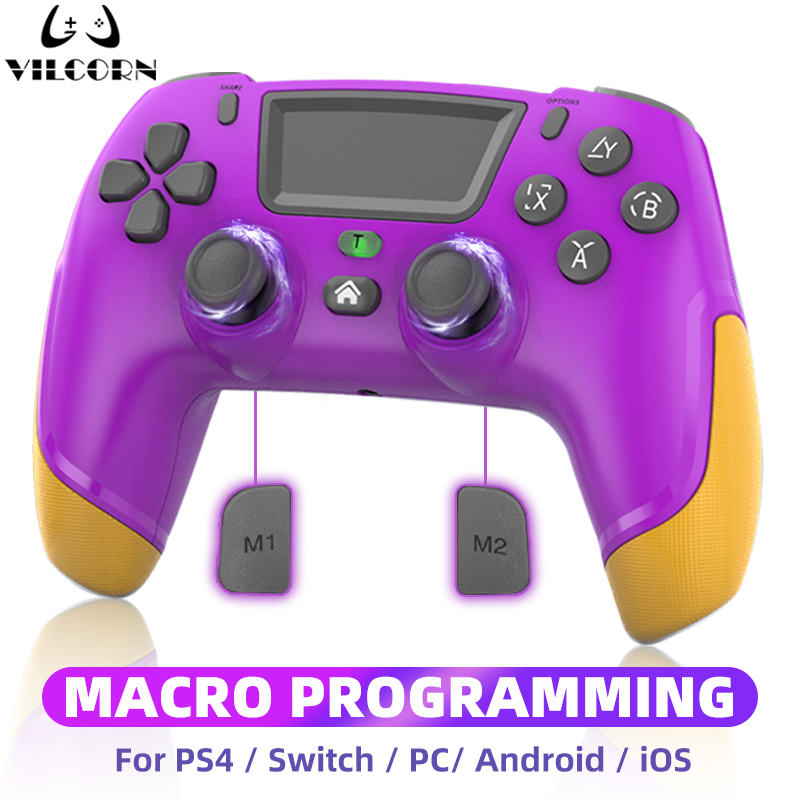 Gaming Console Mobile - คอนโทรลเลอร์เกมไร้สายสำหรับพีซีพร้อมเกมแพดที่ตั้งโปรแกรมมาโครได้สำหรับคอนโซล PS4/PS3 โทรศัพท์มือถือแอนดรอยด์จอยสติ๊กเกมสตีม
