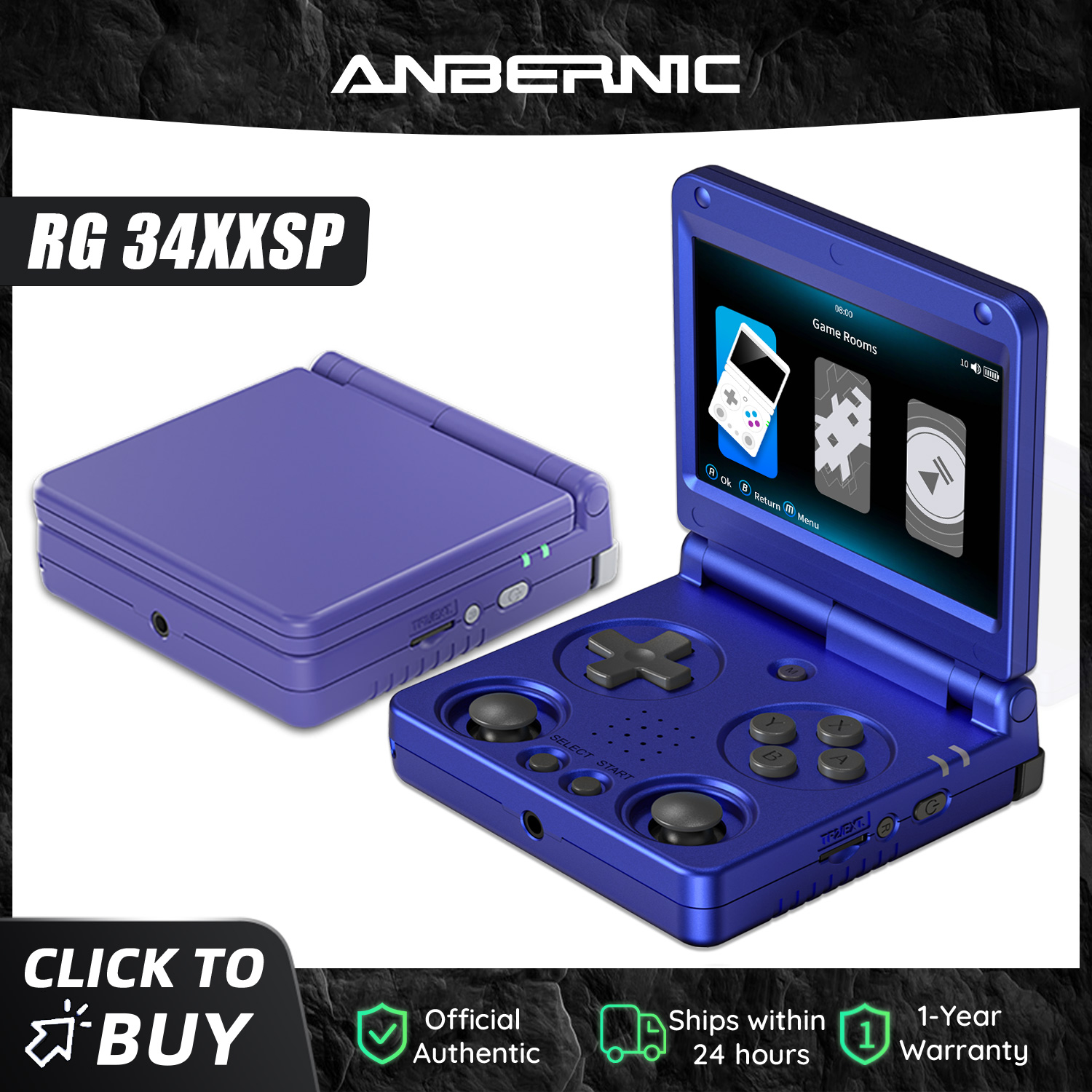 Gaming Console Old - เครื่องเล่นเกม Anbernic RG34XXSP หน้าจอ IPS 3.4