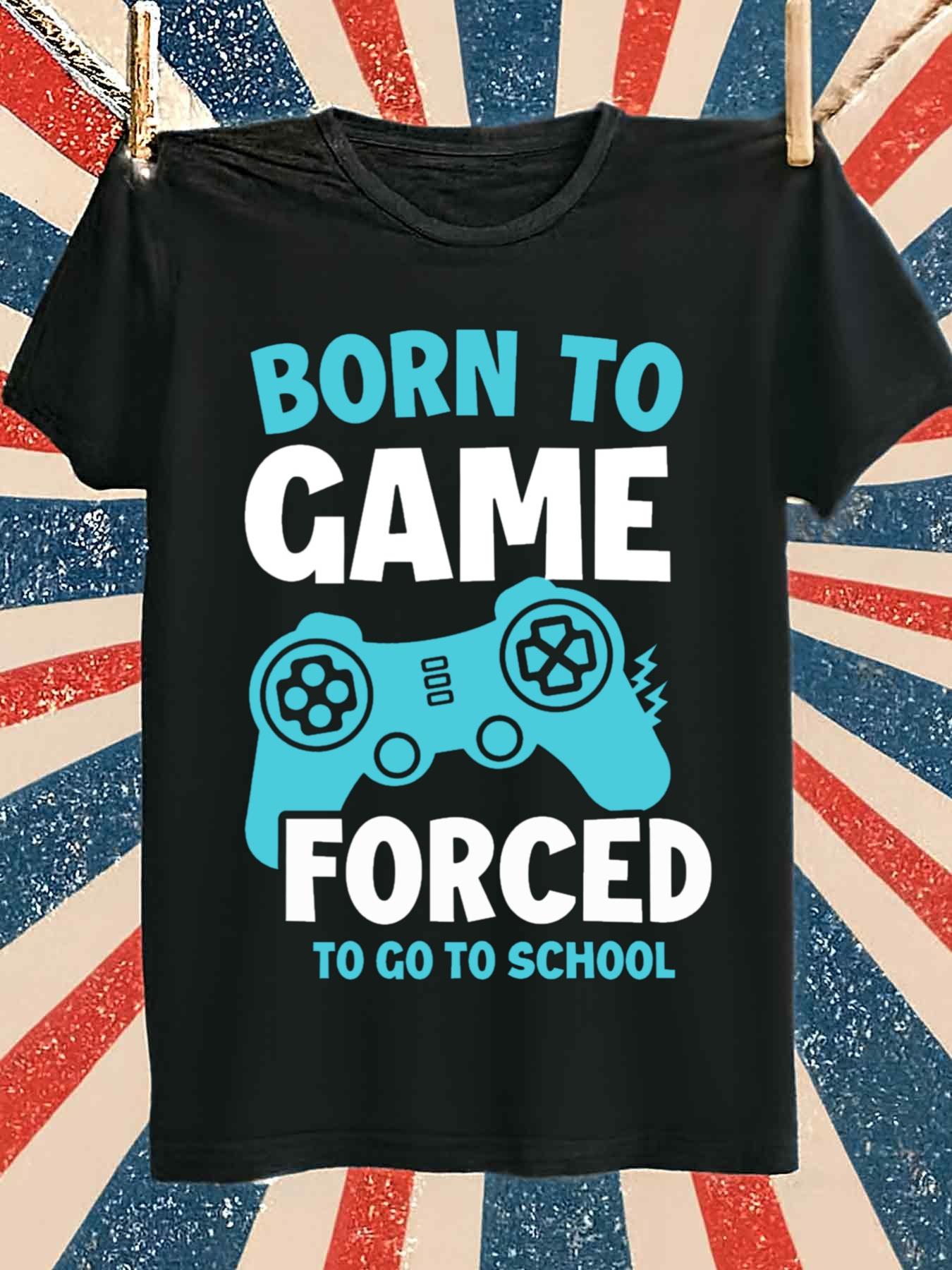 Gaming Console Logo - เสื้อยืดเกมมิ่งสำหรับผู้ชาย Born to Game - เสื้อยืดสีดำ